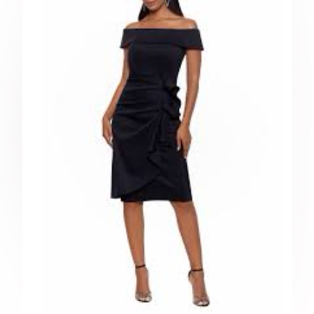 NWT Xscape, Elegant Black Off-Shoulder Dress
